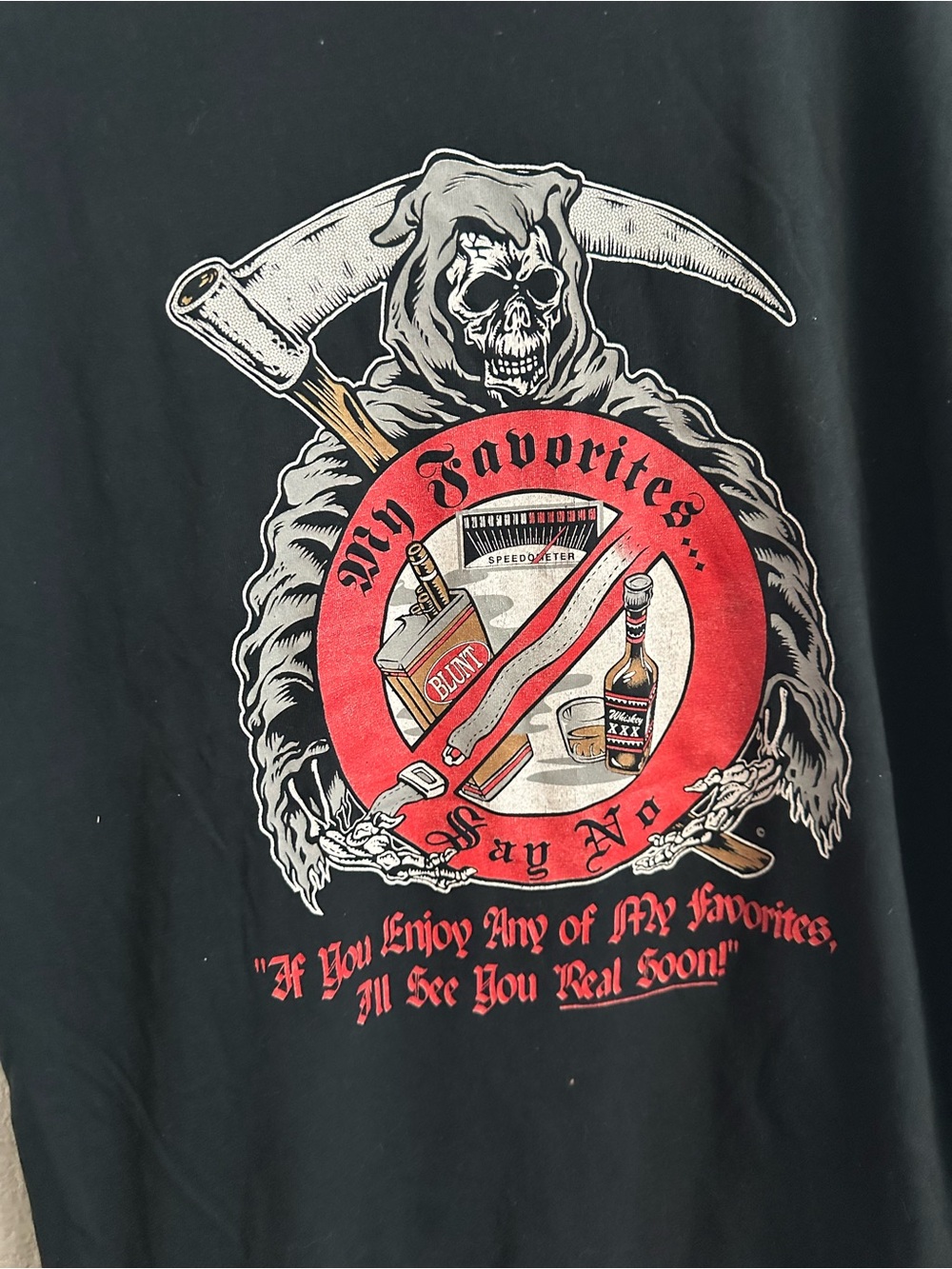 Vintage Y2K Grim Reaper “My Favorites” Ghost Out Graphic Tee XL
